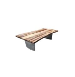 31" Natural Solid Wood And Steel Coffee Table