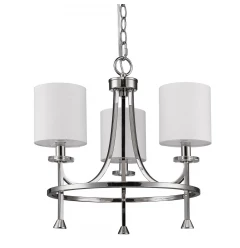 Kara 3-Light Polished Nickel Chandelier With Fabric Shades And Crystal Bobeches