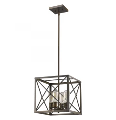 Brooklyn 4-Light Oil-Rubbed Bronze Pendant With Metal Framework Shade