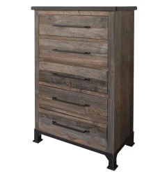 36" Gray Solid Wood Five Drawer Chest