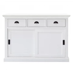 Modern Farmhouse White Buffet Server With Sliding Doors