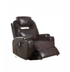34" Brown Faux Leather Heated Massage Home Theater Recliner