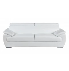 86" White And Silver Leather Sofa