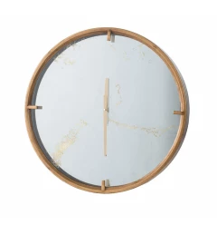 round gold wood analog wall clock measuring instrument clock circle fashion accessory wood metal wall clock