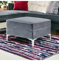 30" Gray Velvet And Silver Storage