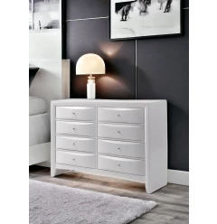 59" White Solid and Manufactured Wood Eight Drawer Double Dresser