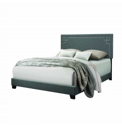 Contemporary Gray Upholstered King Size Bed