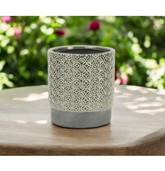 6" Gray Geometric Ceramic Indoor Outdoor Round Pot Planter