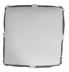 Black cotton ottoman with beige accents in a rectangular shape