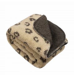 Brown printed sherpa throw blanket with woolen texture and beige color for creative arts and home linens