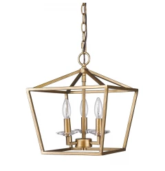 Kennedy 3-Light Antique Gold Pendant With Crystal Bobeches