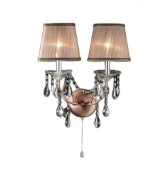 Silver and Pink Faux Crystal Dual Light Hanging Wall Sconce