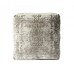 18" Gray Polyester Blend Ottoman