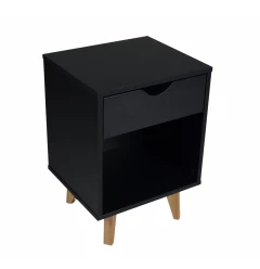 22" Black One Drawer Nightstand