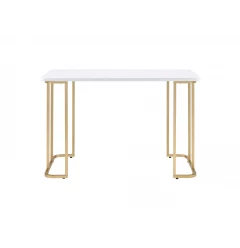 48" White and Gold Writing Desk