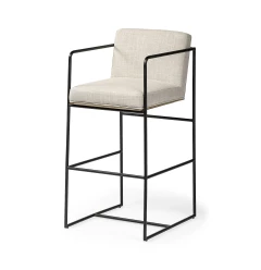 29" Beige Iron Counter Height Bar Chair