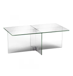 24" Clear Glass And Steel Coffee Table