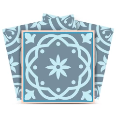 7" X 7" Baby Blue And Peach Mosaic Peel And Stick Removable Tiles