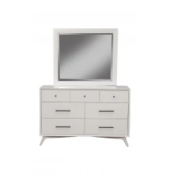 56" White Solid Wood Seven Drawer Double Dresser