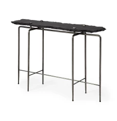 17" Black and Brown Solid Wood Console Table