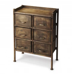 23" Bronze Metal Six Drawer Chest