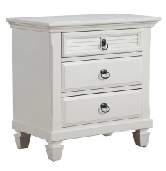 White plantation style nightstand with drawers for bedroom furniture