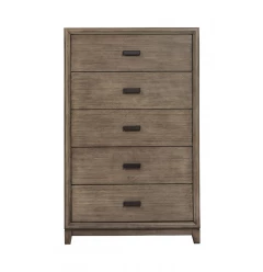 32" Gray Solid Wood Five Drawer Chest