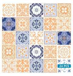 7" X 7" Yellow White And Blues Peel And Stick Removable Tiles