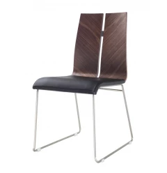 Set of Two Black And Silver Upholstered Faux Leather Dining Side Chairs
