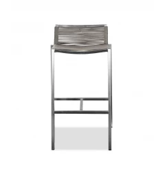28" Brown And Silver Stainless Steel Low Back Bar Height Bar Chair
