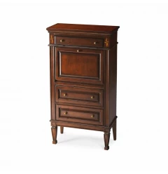 28" Brown Rubberwood Wood Secretary Desk With Three Drawers