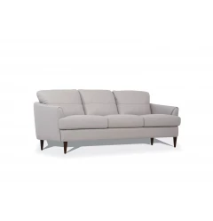 pearl gray leather black sofa with comfortable studio couch design and wooden accents