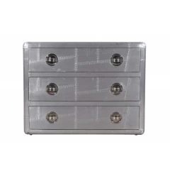 42" Silver Aluminum Three Drawer Dresser