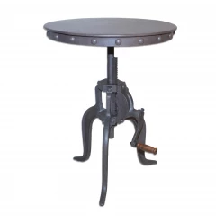 19" Gray Iron Height Adjustable Round End Table