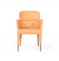 Peach Upholstered Fabric Dining Arm Chair