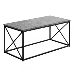 41" Gray And Black Metal Coffee Table