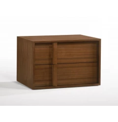 Modern Walnut Nightstand with Two Integrated Drawers
