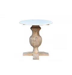 26" Brown Marble Round End Table