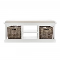 Classic White Bench and Basket Set