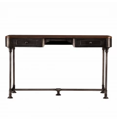 50" Brown And Silver Writing Desk With Two Drawers