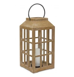 18" Black Flameless Floor Lantern Candle Holder