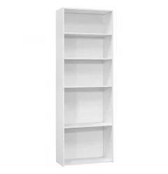 71" White Wood Adjustable Bookcase