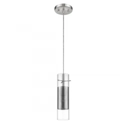 Glass and Silver Mesh Shade Hanging Light