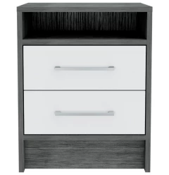 Sophisticated and Stylish Smokey Oak and White Nightstand