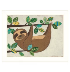 Hanging Sloth I 2 White Framed Print Wall Art