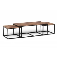 Set Of 3 Natural Wood Nesting Coffee And End Tables