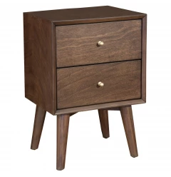 Dark Brown Century Modern Wood 2 Drawer Nightstand