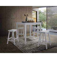 White rubber wood counter height table with interior design lighting