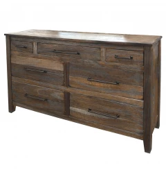 64" Natural Solid Wood Seven Drawer Double Dresser