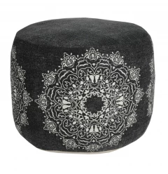 18" Black 100% Cotton Ottoman